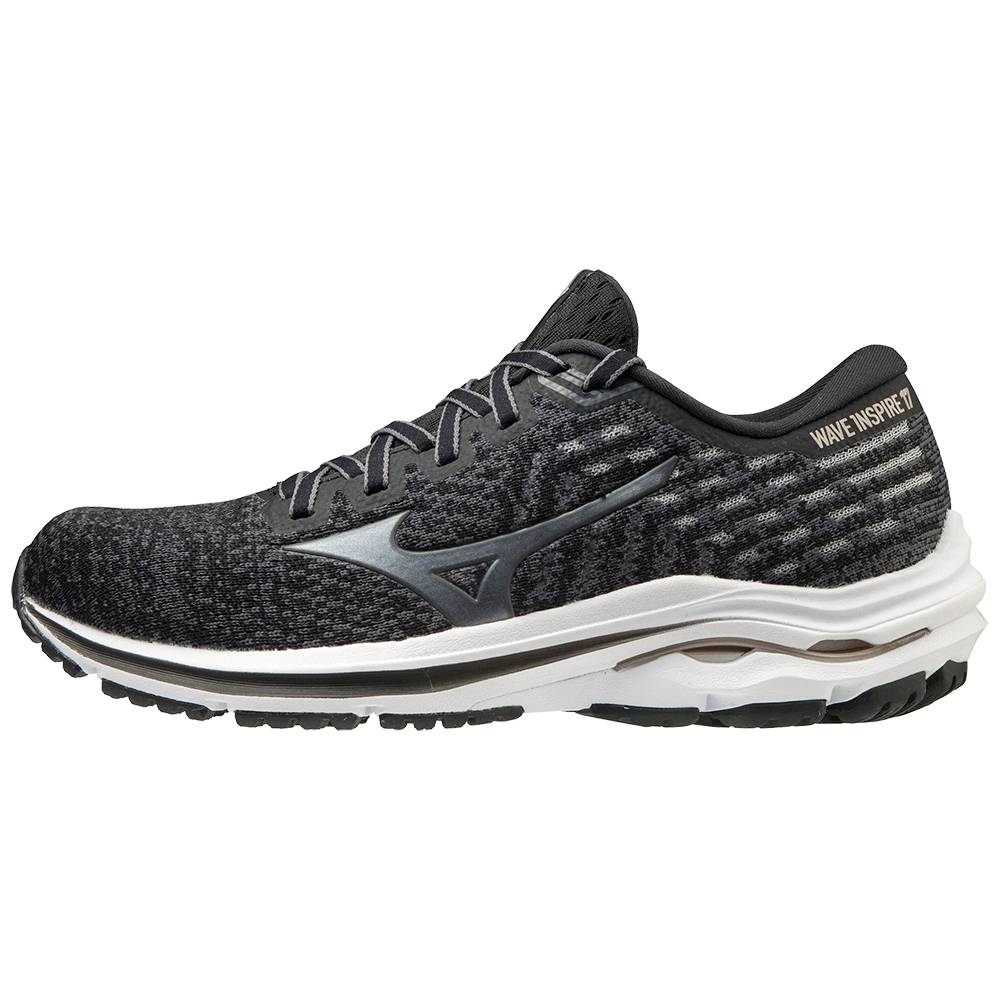 Zapatillas Running Mizuno Wave Inspire 17 WAVEKNIT Mujer Negras/Plateadas Doradas Comprar GEBW-86950